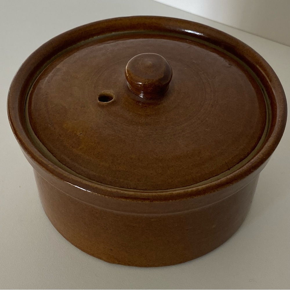 Pearsons Of Chesterfield 1810 England Crock Bowl W/ Lid Pottery Brown Ceramic 5”